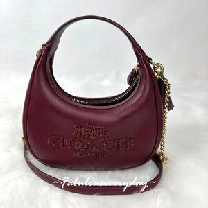 Coach Carmen Mini Crossbody Bag With Beaded Coach Graphic CCE60 Dark Wine NWT